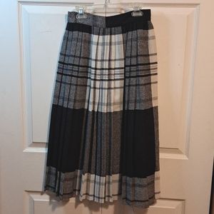 Vintage Haberdasher pleated straight a-line plaid wool blend maxi skirt - 7/8